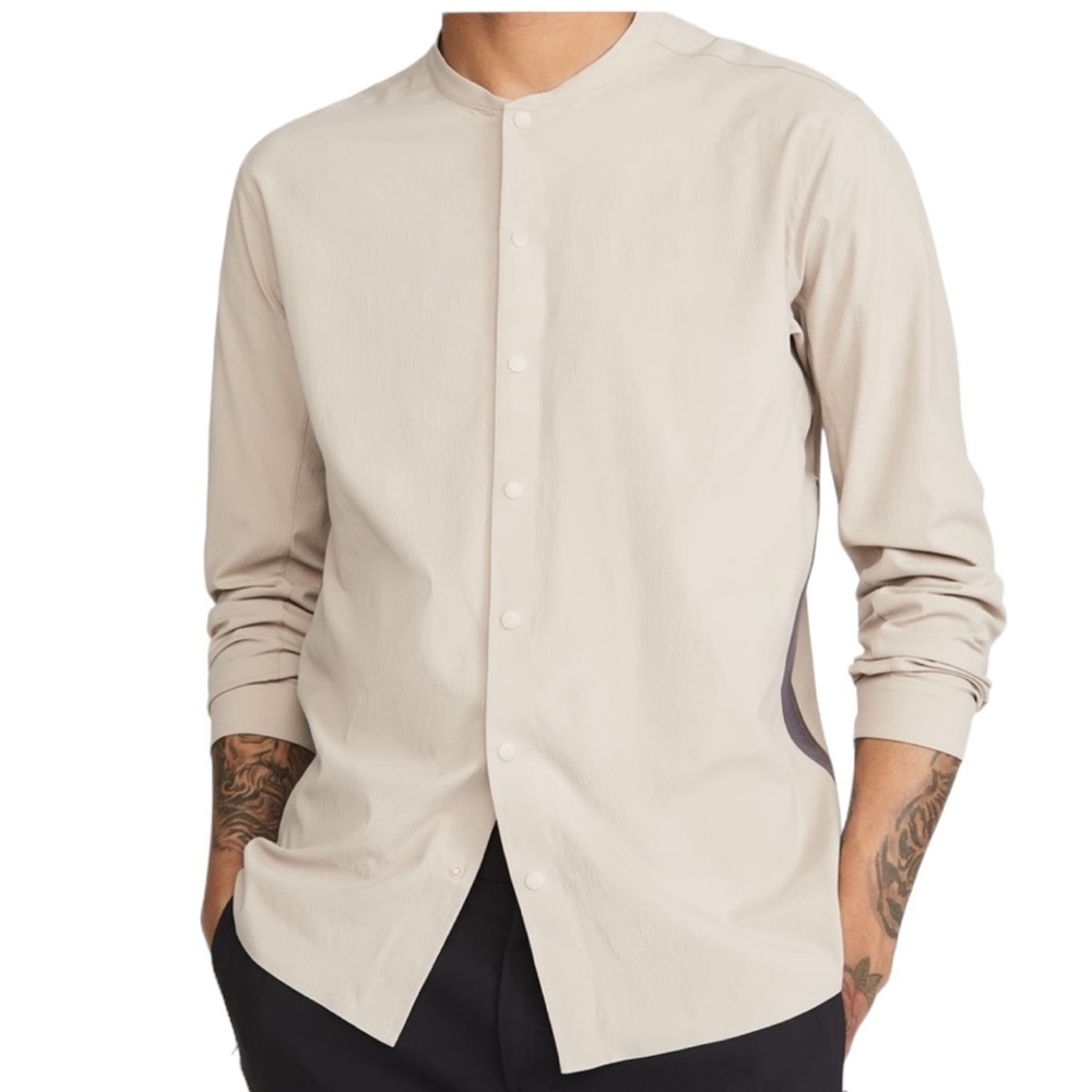 lululemon athletica Men's Beige Button-Down Casual Shirt